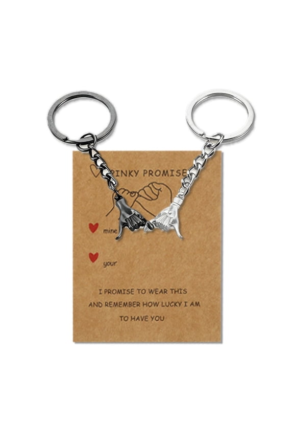 Matching Couple Keychain Gift for Boyfriend Girlfriend Him Her Pinky Promise Best Friend Birthday Gift for Women