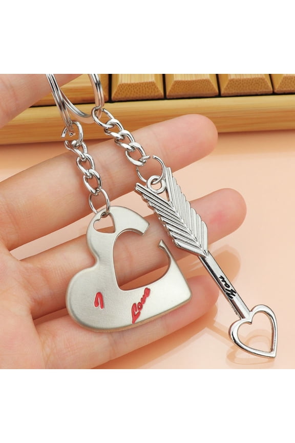 Couple Keychain Set Heart Keyring Pair Romantic Gift for Valentine Anniversary