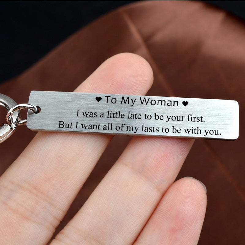 Matching Couple Keychains, Stainless Steel Rectangle Key Rings, 5cm Brushed and Mirror Finish, Unisex Fashion Accessories, Perfect Gift