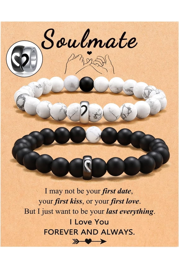 Matching Couple Ring Bracelets Gifts for Boyfriend Husband Fiance Soulmate Girlfriend Wife Valentine's Day Anniversary Birthday Engagement Gift