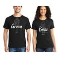 thumbnail image 1 of Matching Couple Shirts Groom Bride Image Couple Tshirts Printed For Men Women Hubby Wife Perfect Gift for Honeymoon Wedding Party Valentines Proposal day Color Black-Black Size Men L / Women L, 1 of 3