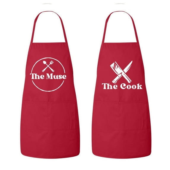 Matching Couples Aprons Set, The Muse & The Cook Aprons Set, Mr and Mrs Aprons, Couples Apron Set, Wedding Gift, Newlywed, Anniversary