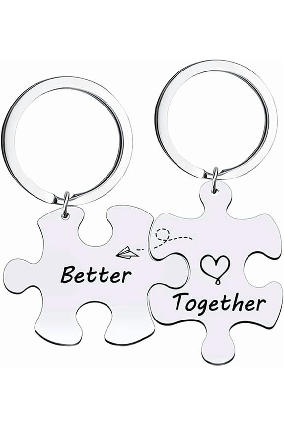 Matching Couples Keychains for Boyfriend and Girlfriend Gifts Couple Puzzle Piece Keychain 2 Pcs Better Together Key Chains Rings for Husband Wife Birthday Christmas Gifts