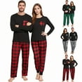 thumbnail image 1 of Matching Couples Pajamas for Men and Women Soft Warm Long Sleeve Top and Plaid Pants Party Pj Sets Loose Holiday Loungewear Sleepwear 2 Piece Green XL, 1 of 4