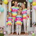 thumbnail image 1 of Matching Easter Pajamas for Family Long Sleeve Bunny Print Rainbow Tops Pants Set Loungewear, 1 of 8