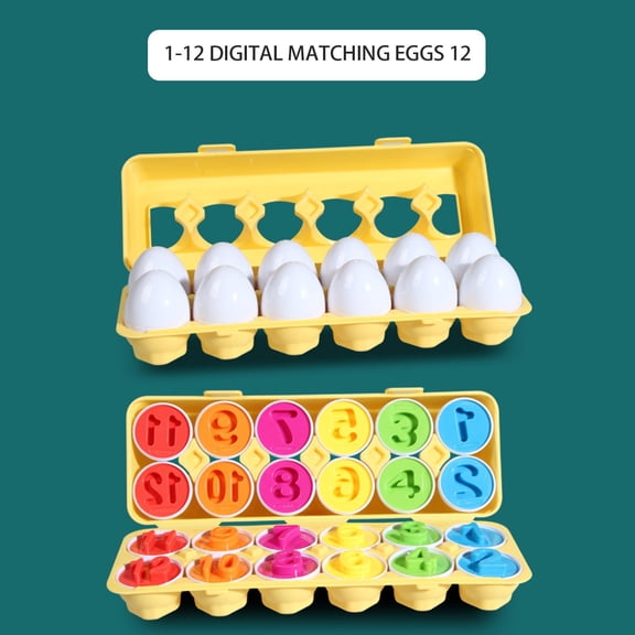 Matching Eggs Educational Toys for Toddlers Color Shape Recognition Sorting Puzzle Montessori STEM Learning Toy Simulated Egg Set Easter Basket Stuffers, 12Pcs Set