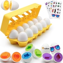 Matching Eggs for Toddlers,12PCS Preschool Educational Learning Color & Shape Recognition STEM Toy– Montessori Geometric Eggs – Sorting Fine Motor Skills,Easter Gifts Basket Stuffers