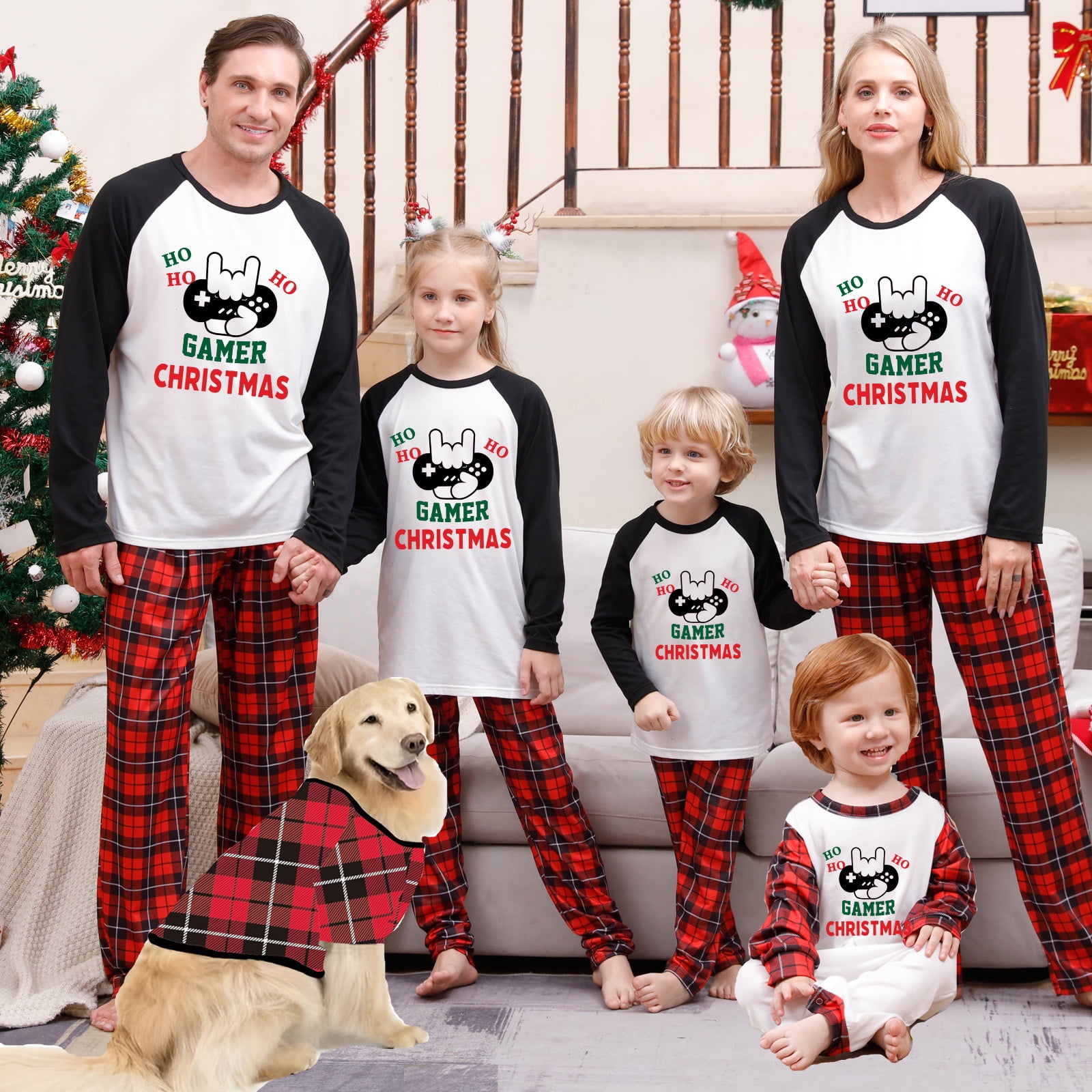 Matching Family Christmas Letter Pajamas Xmas Pjs Women Men Plaid ...