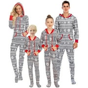 BAOZHUSS Matching Family Christmas Onesie Pajama Set with Pockets Zipper Front Hooded Footed One-Piece Pjs Loungewear Sleepwear Holiday Jumpsuits for Men Dad M