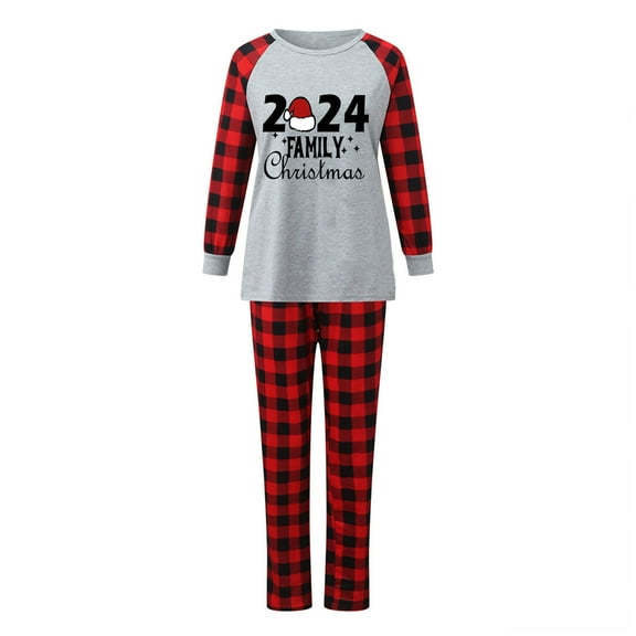 Matching Family Christmas Pajamas Casual Family Christmas 2024 Pajamas Set Printed Matching Family Nights Red and Black Plaid Mom