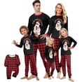 thumbnail image 1 of Matching Family Christmas Pajamas Christmas Ghost Print Long Sleeve T Shirt and Plaid Pants Holiday Pjs Soft Sleepwear Loungewear, 1 of 6