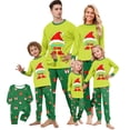 thumbnail image 1 of Matching Family Christmas Pajamas, Green Print Long Sleeve Tops with Pants, Holiday Sleepwear for Women Men and Family, 1 of 6