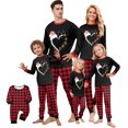 thumbnail image 1 of Matching Family Christmas Pajamas Holiday Christmas Print Tops and Plaid Pants Pjs Soft Sleepwear Loungewear, 1 of 6
