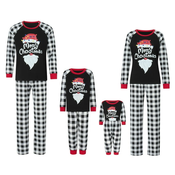 Matching Family Christmas Pajamas Holiday Sleepwear Set Long Sleeve Pullover and Printed Pants S-XXL