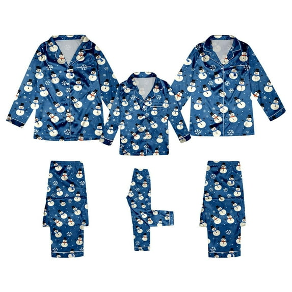 Christmas Family Pajamas Matching Sets Silk Pajamas Holiday Sleepwear Long Sleeve Button down Nightwear Set Family Christmas Outfits Christmas Pajamas for Womens