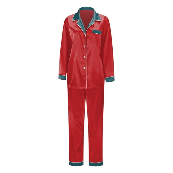 Matching Family Christmas Pajamas Set 2025 – Silk Satin Long Sleeve Button-Down Loungewear for Father, Son & Daughter – Comfortable Holiday Sleepwear for Memorable Moments