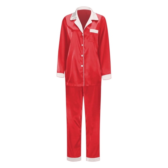 Matching Family Christmas Pajamas Set 2025 – Silk Satin Long Sleeve Button-Down Loungewear for Father, Son & Daughter – Comfortable Holiday Sleepwear for Memorable Moments