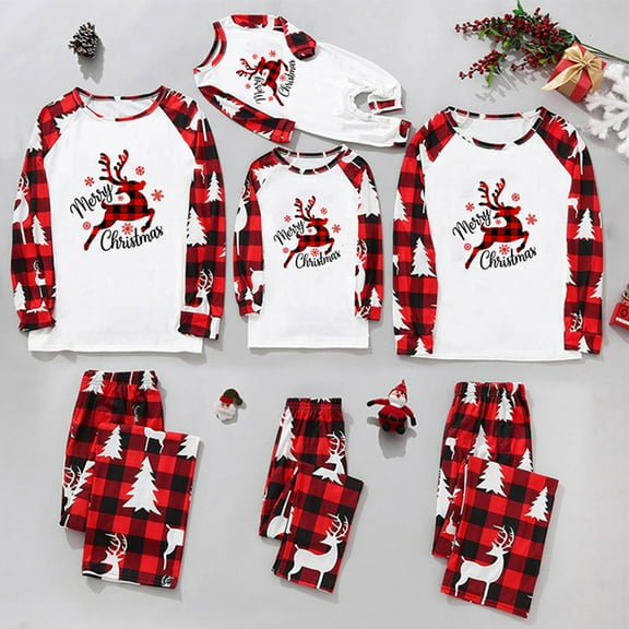 Matching Family Christmas Pajamas Set Christmas Pjs for family Set Red Plaid Top and Long Pants Sleepwear Sets