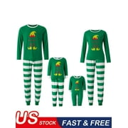 CAITZR Matching Family Christmas Pajamas Set, Green Xmas Sleepwear Outfit for Couples Children Baby