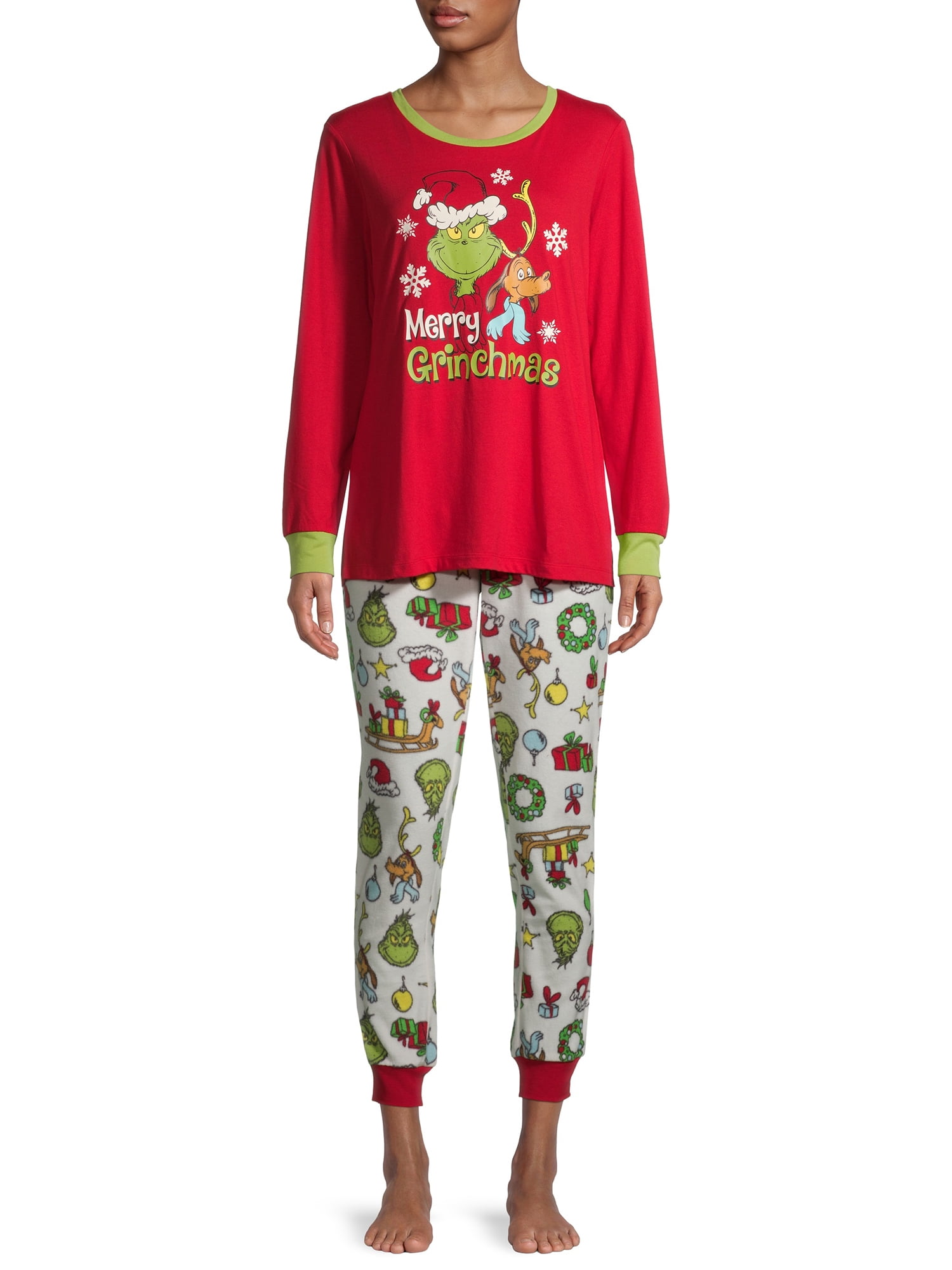 Matching Family Christmas Pajamas Women's Grinch 2-Piece Pajama Set ...