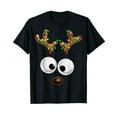 thumbnail image 1 of Matching Family Christmas Reindeer Face Christmas Gift T-Shirt Black Tee, 1 of 5
