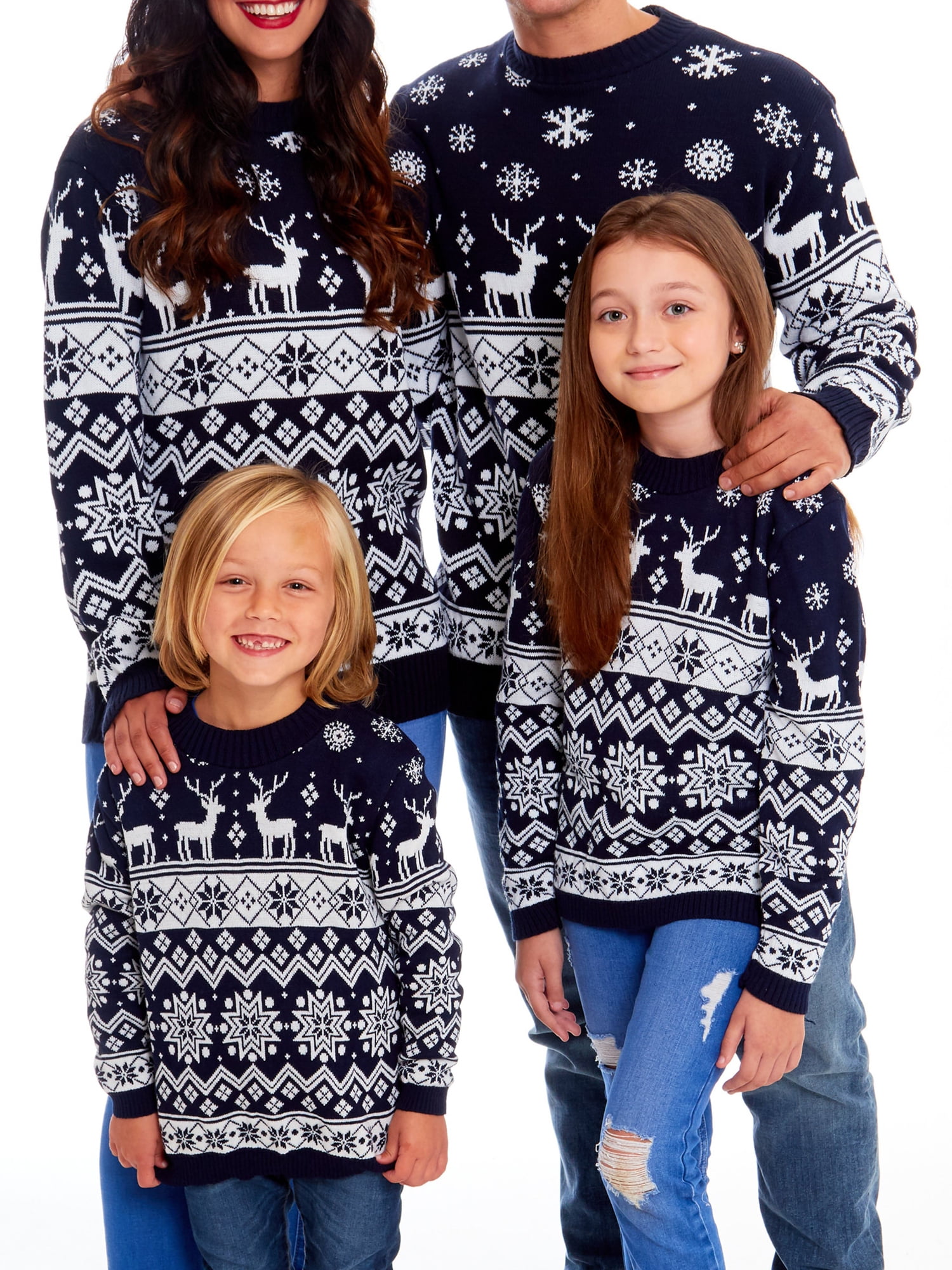 Matching Family Christmas Sweaters Long Sleeve Reindeer Pullovers