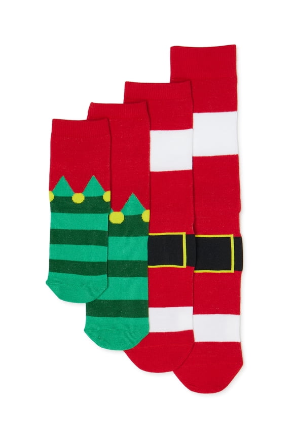 Matching Family Crew Socks Christmas, 4 Pack