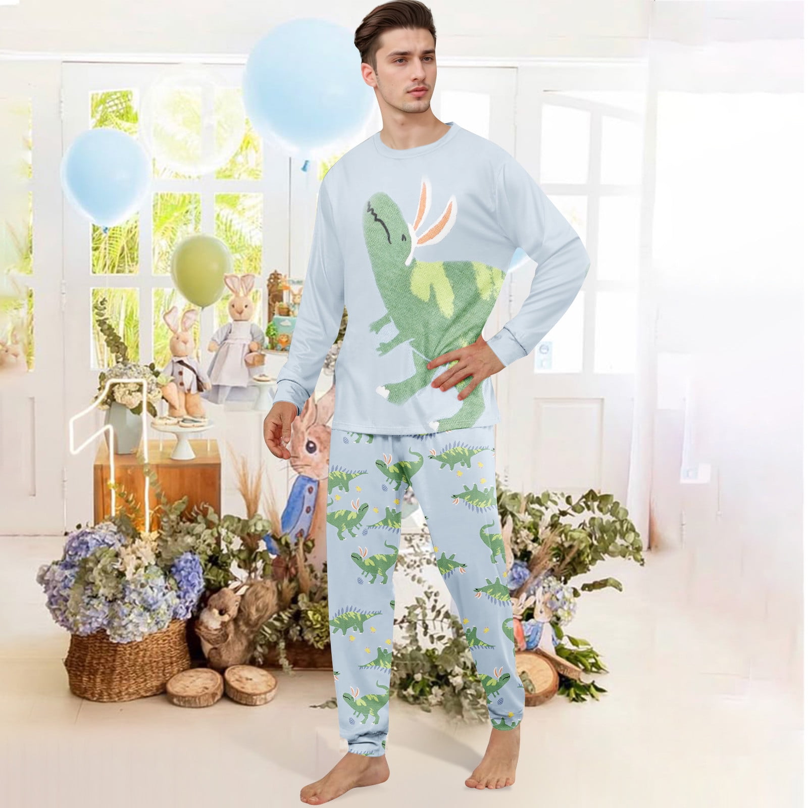 Matching Family Easter Outfits Cute Bunny & Starry Print Long Sleeve ...