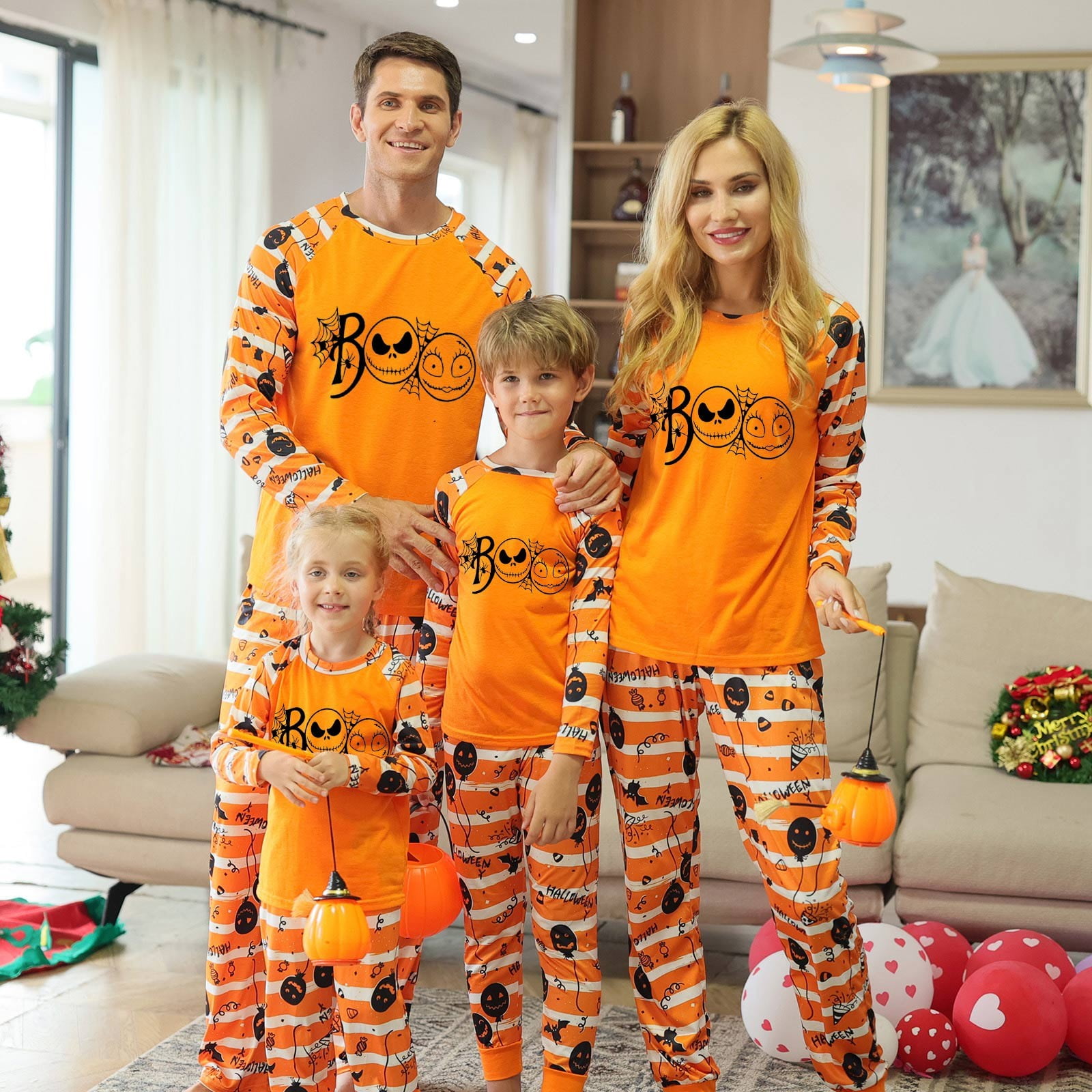Halloween Ghost Christmas Pajama Pants - Matching Couples & Besties Pajama Bottoms, Soft Lounge Pants For Holiday Sleepwear