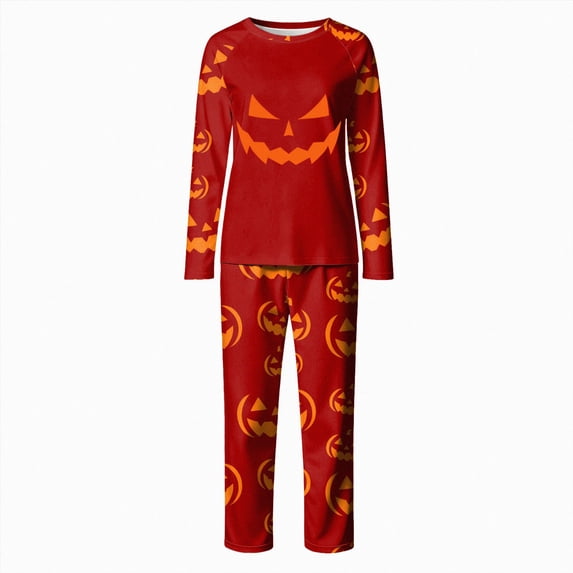 Matching Family Halloween Pajama Sets Womens Pjs Long Sleeve Sleepwear Holiday Lounge Outfit-Woman