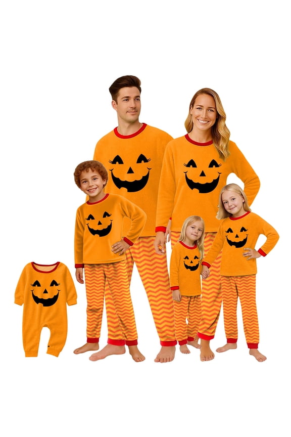 Matching Family Halloween Pajamas Set Cute Print 2 Piece Pjs Sleepwear Long Sleeve Funny Holiday Jammies for Mom, L