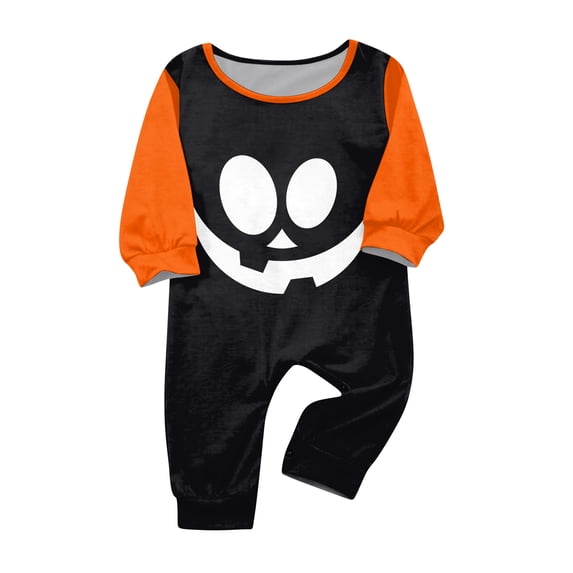 Matching Family Halloween Pajamas Set Ghost Bat Long Sleeve Horror Loungewear Skull Skeleton Crew Neck Spooky Pjs, Baby:9 Months