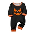 thumbnail image 1 of Matching Family Halloween Pajamas Set Pumpkin Candy Short Sleeve Horror Pjs Spider Web Skeleton Spooky Wide Leg Pajamas, Baby:9 Months, 1 of 2