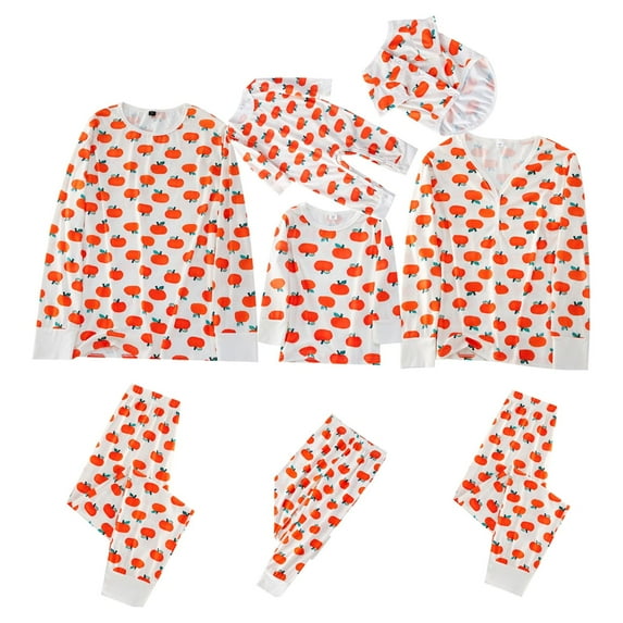 Matching Family Halloween Pajamas Sets Pumpkin Print T-Shirt+Pants for Women Men Kids Baby Pet Homewear Holiday Loungewear Pjs