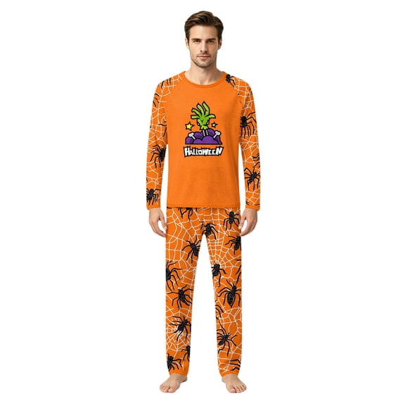 Matching Family Halloween Sleepwear Set Graphic Ghost and Potion Print Long Sleeve Top and Pants Holiday Loungewear