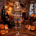 thumbnail image 1 of Matching Family Halloween Sleepwear Set Graphic Ghost and Pumpkin Print Long Sleeve Top and Pants Holiday Loungewear, 1 of 7