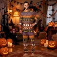 thumbnail image 1 of Matching Family Halloween Sleepwear Set Graphic Ghost and Pumpkin Print Long Sleeve Top and Pants Holiday Loungewear, 1 of 6