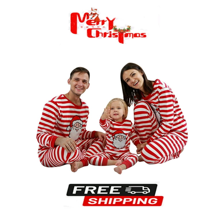 Matching Family Pajamas For Women Men Christmas Red Striped Jammies Holiday Cotton Pjs Clothes Mum and Dad Pyjamas