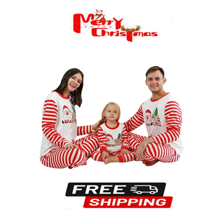 Matching Family Pajamas For Women Men Christmas Red Striped Jammies Holiday Cotton Pjs Clothes Mum and Dad Pyjamas