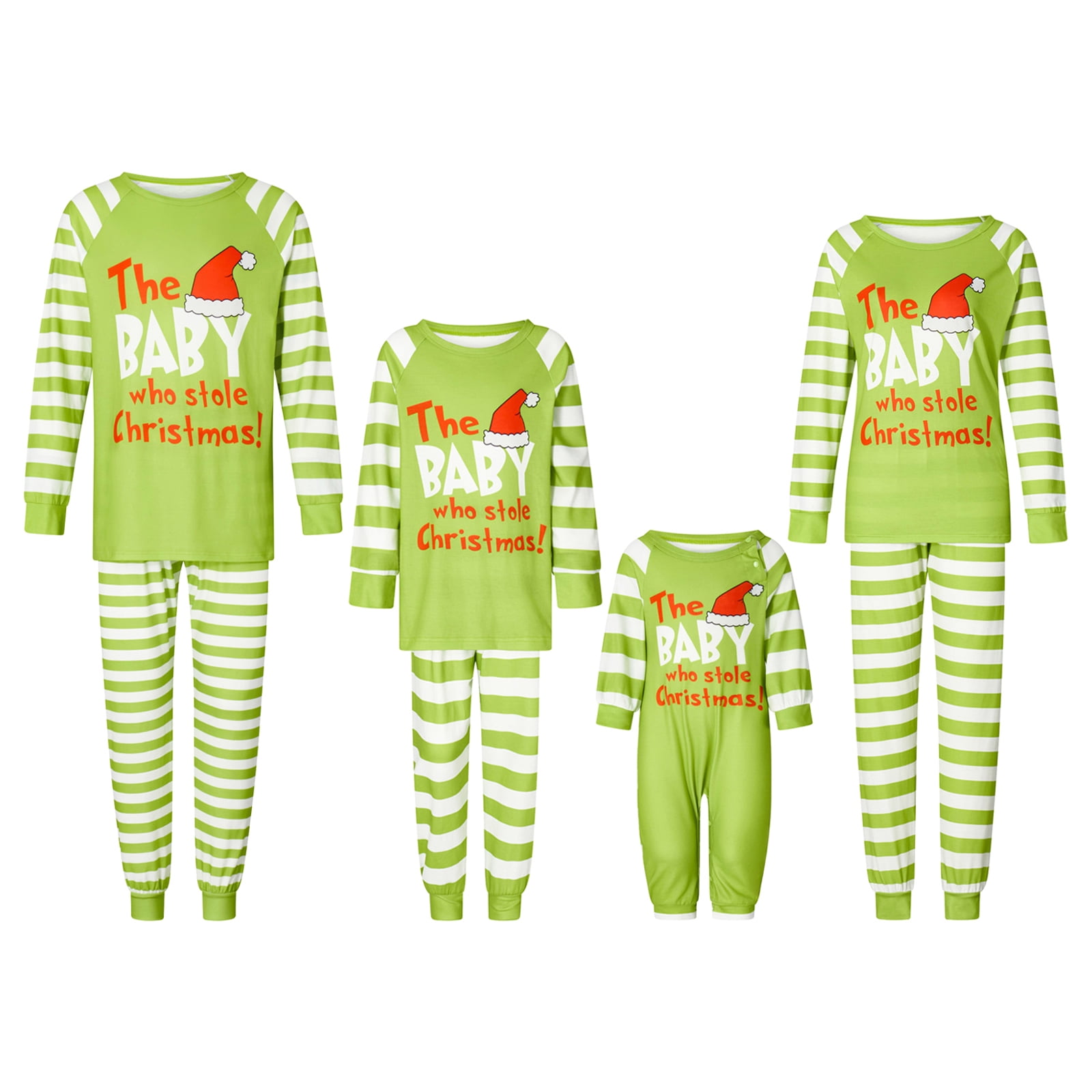 Matching Family Pajamas Set Hat Letter Print Christmas Sleepwear Tops ...