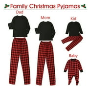 JKERTHER Matching Family Pajamas Sets Buffalo Plaid Christmas PJ's Tee Pants Loungewear for Women Men Baby Kids