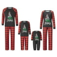 thumbnail image 1 of Matching Family Pajamas Sets Christmas Matching Holiday Pjs Letter Print Top and Plaid Pants Sleepwear, 1 of 10