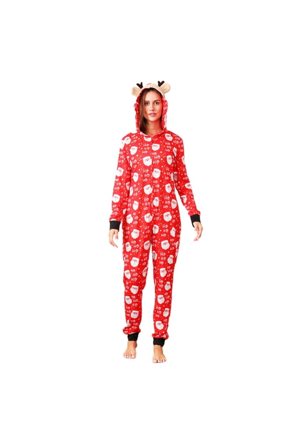 Matching Family Pajamas Sets, Christmas One-Piece Jumpsuit Zipper PJ's Cute Romper Xmas Sleepwear