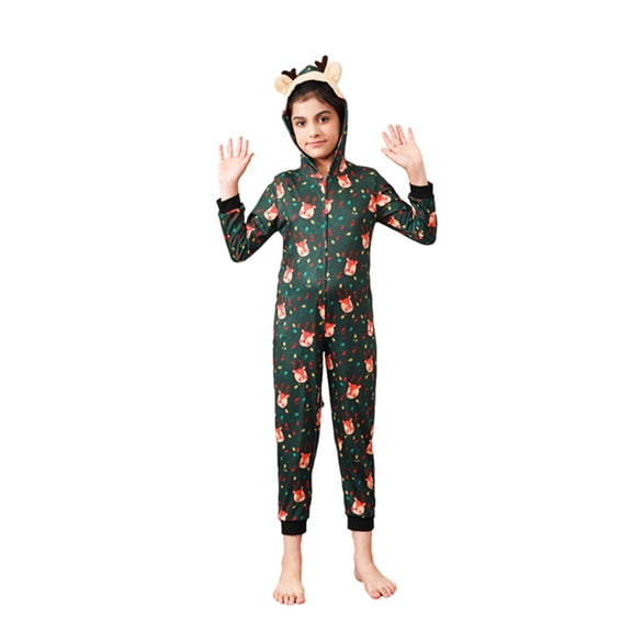 Matching Family Pajamas Sets, Christmas One-Piece Jumpsuit Zipper PJ's Cute Romper Xmas Sleepwear