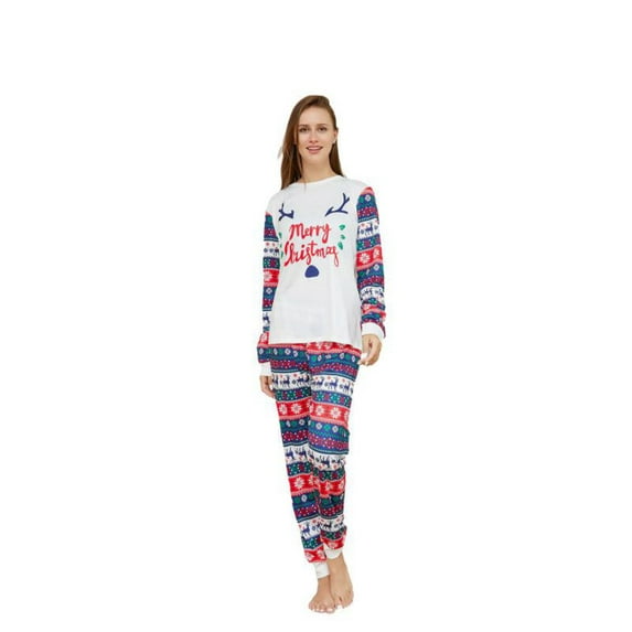Matching Family Pajamas Sets Christmas PJ's Letter Plaid Printed Long Sleeve Tee and Bottom Loungewear or One-Piece Jumpsuit