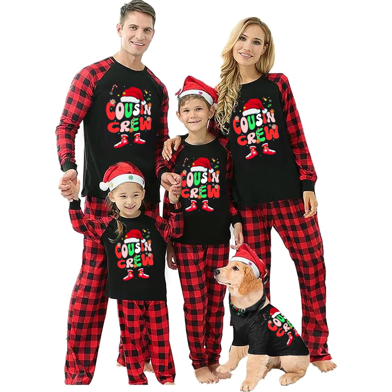 Matching Family Pajamas Sets Christmas PJ's Letter Print Top and Plaid ...