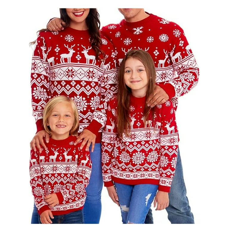 Matching Family Reindeer Snowflake Christmas Sweaters Ugly Funny Xmas Holiday Pullover Jumper Tops Walmart