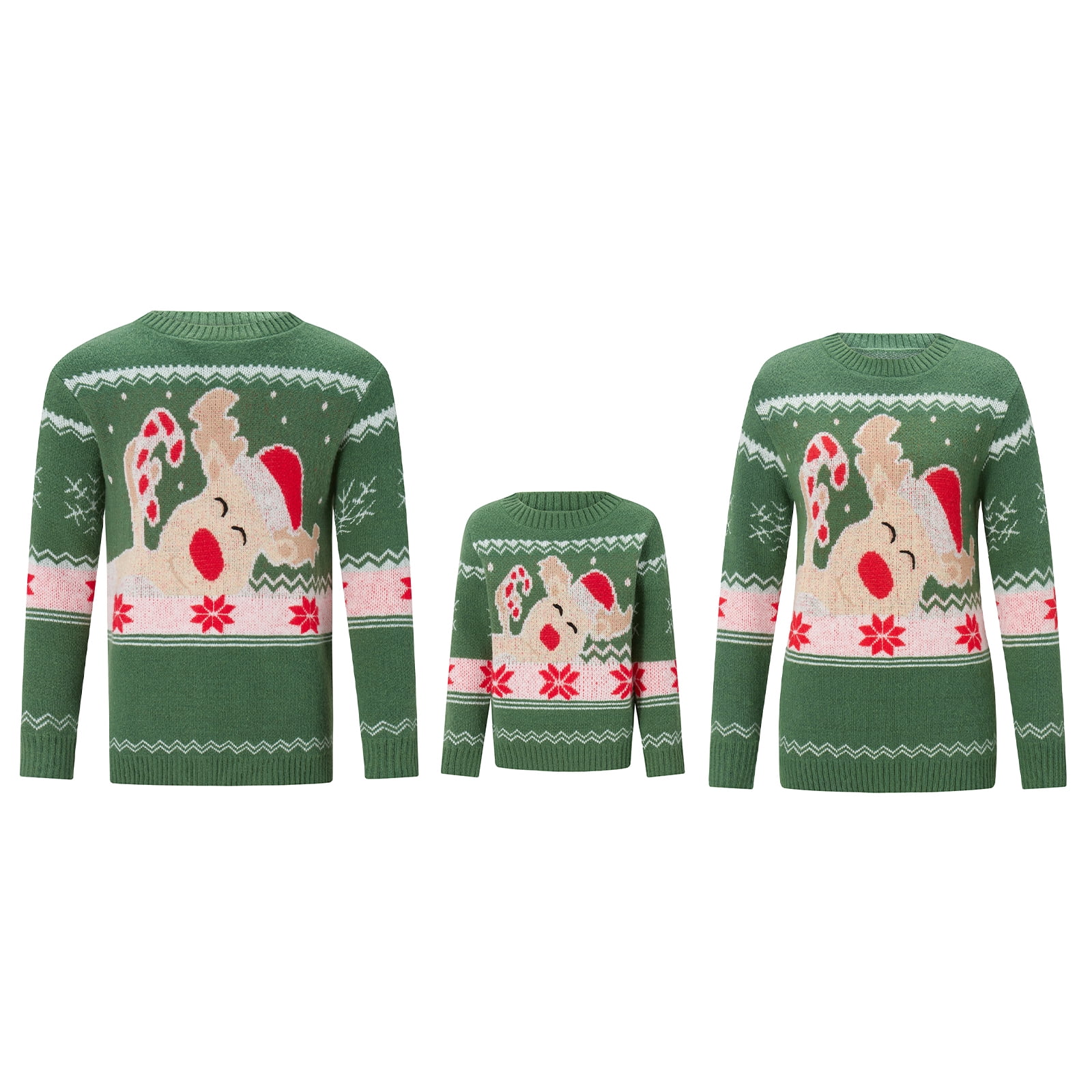 Matching Family Snowflake Christmas Sweaters Couple Knitted Pullover