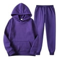 thumbnail image 1 of Women's 2 Piece Sweatsuit Set Fleece Lined Hoodie and Joggers Lightweight Comfortable Outfit for Lounge and Errands Casual Loungewear, Purple S, 1 of 6
