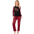 thumbnail image 1 of Matching Family Women's Pajamas Sets Christmas Pajamas Letter Print Top and Plaid Bottom Sleepwear Jammies with Pockets, 1 of 9